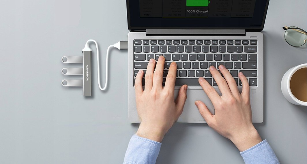USB hub Denmen Vega DU17, 4 porta, alumini, i zi