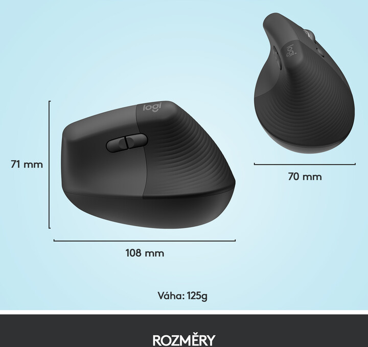 Maus wireless Logitech Lift, grafit