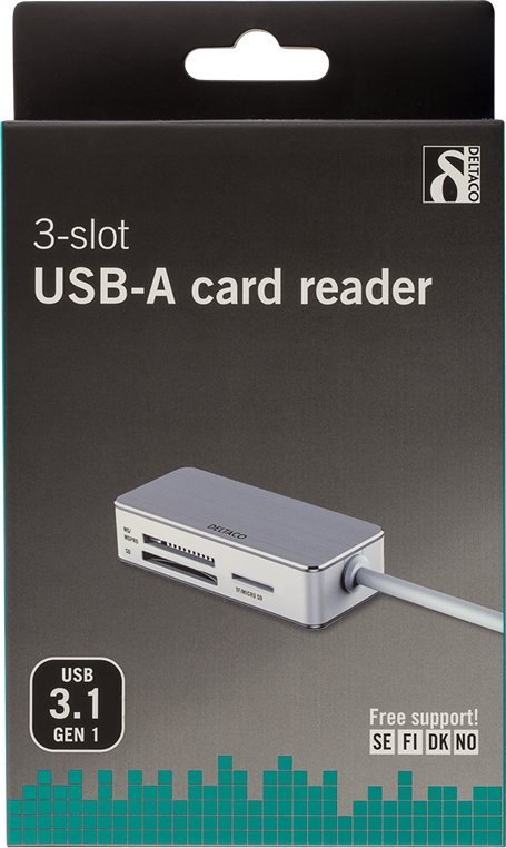 Читач на картички DELTACO UCR-147, USB 3.0, мултиформат