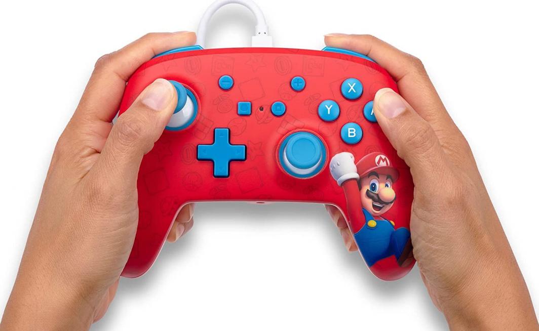 Контролер PowerA Enhanced Woo hoo! Mario, жичен, црвен
