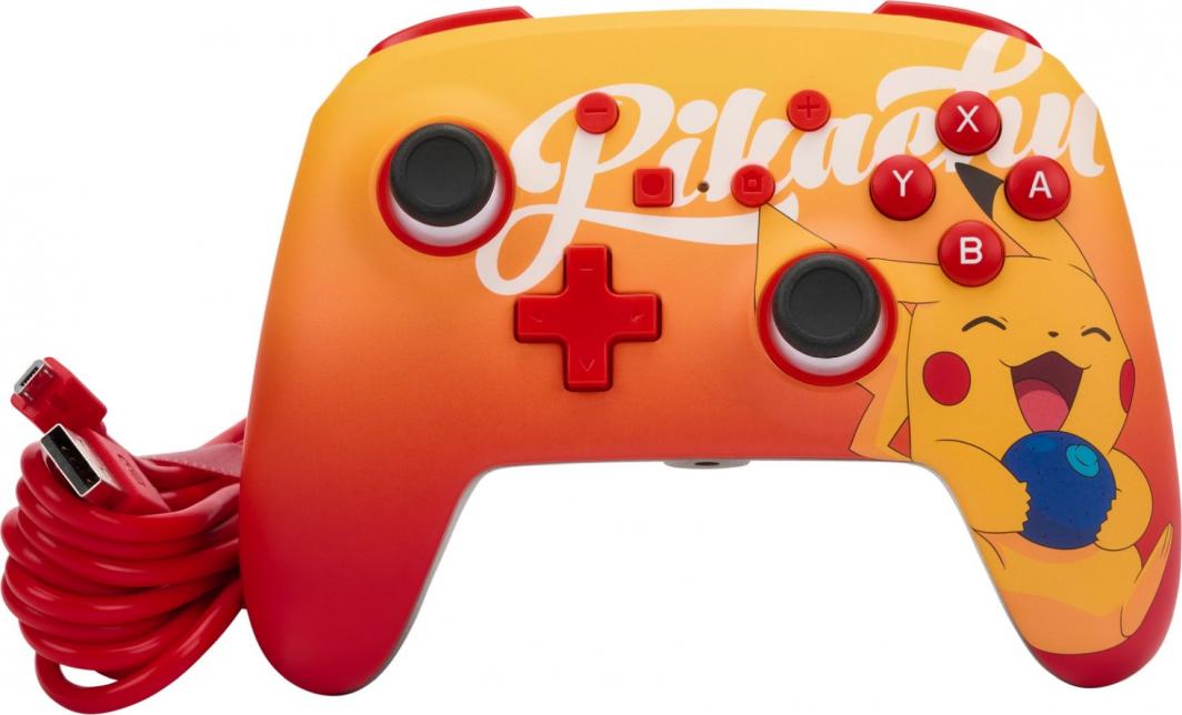 Kontroller PowerA Pokemon: Oran Berry Pikachu, me kabllo, i kuq