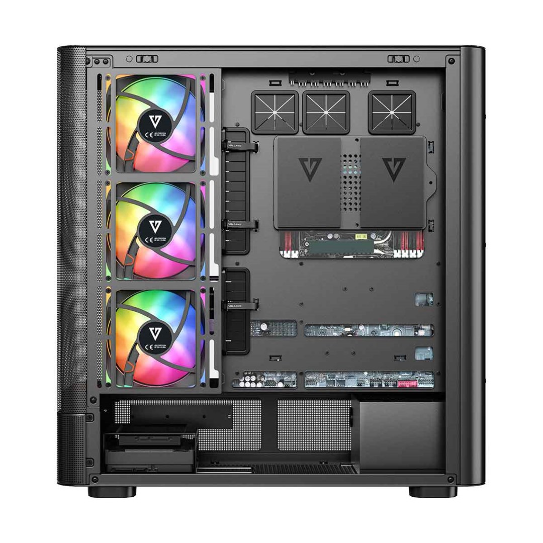 Kasi gaming Modecom Volcano AQ500 ARGB, MIDI tower, ekran LCD, i zi