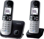 Panasonic DECT безжичен телефон KX-TG6812, 2 слушалки, црна/сребрена