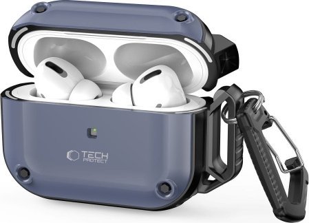 Mbulesë Tech-Protect Rough Hook për Apple AirPods Pro 1 2, PC TPU, Steel Blue