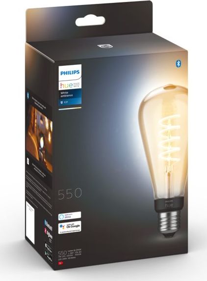 Llambë smart Philips Hue White Ambiance Filament ST72 Edison, E27, LED, e bardhë e ngrohtë në të ftohtë