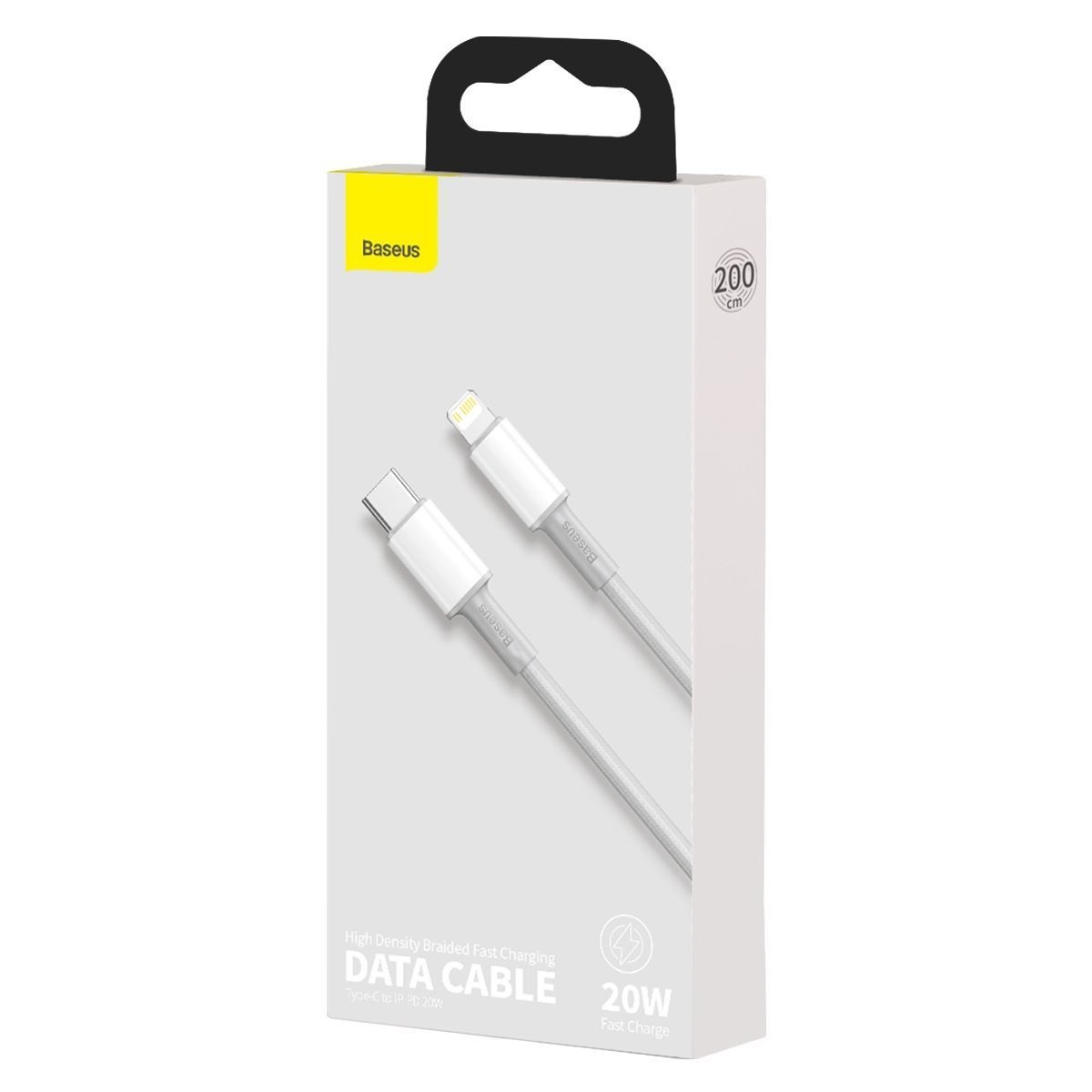 Kabllo karikimi Baseus USB C në Lightning, 2m, 20W, e bardhë