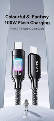 Kabllo USB C në USB C Usams TC Series SJ750, 1.2m, 100W, gri