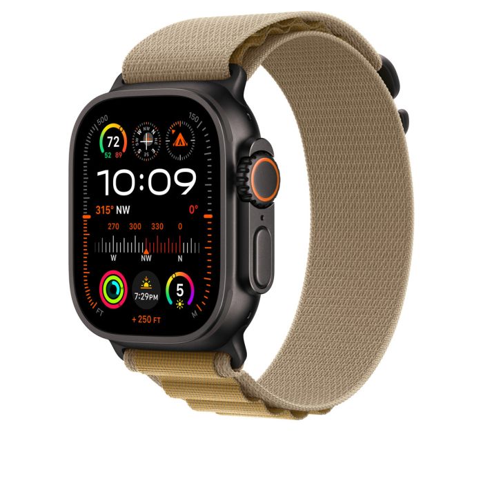 Apple Watch 49mm Loop, Tan Alpine Loop, Black Titanium Finish, M