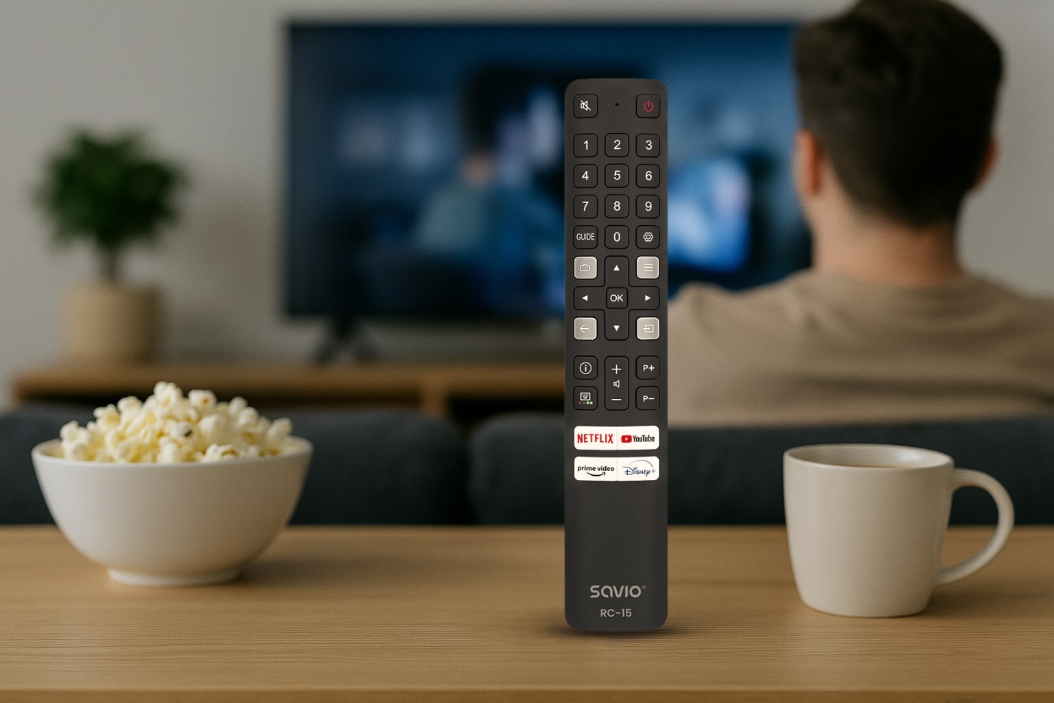 Telekomandë universale Savio RC-15, për TCL Smart TV, rreze 10m, e zezë