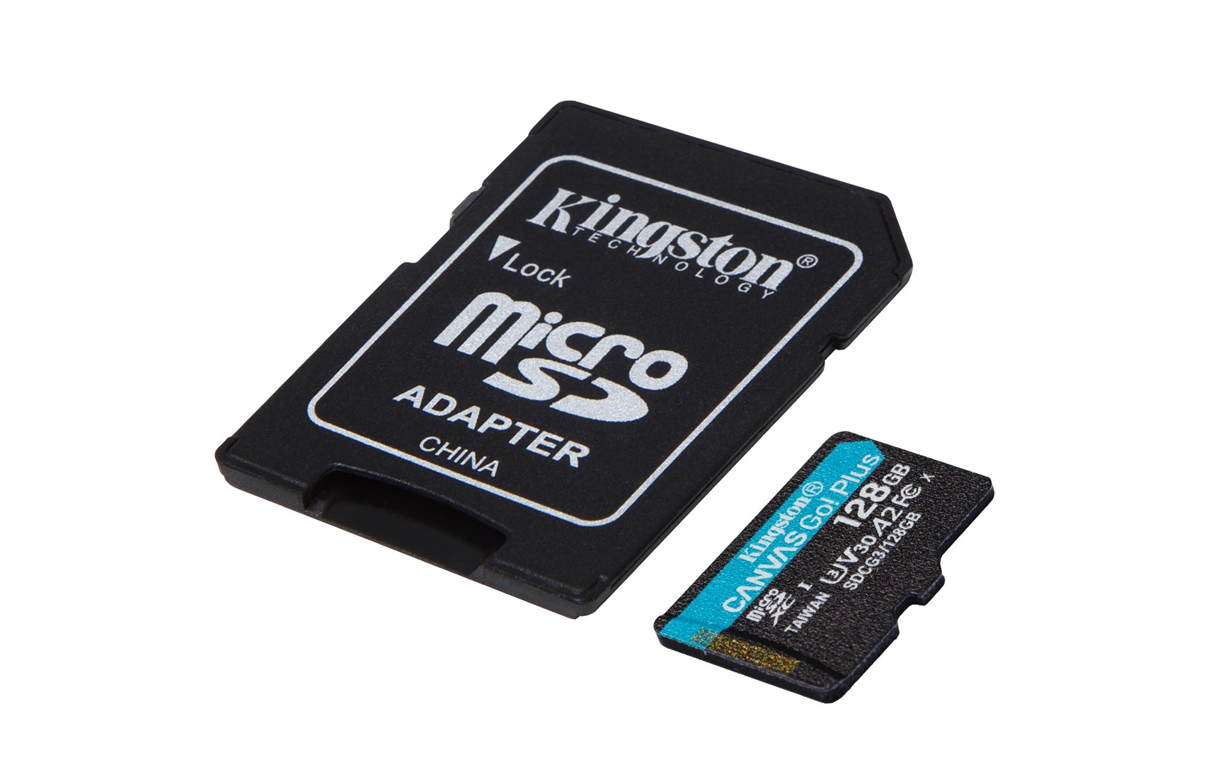 Kartë e memories Kingston Canvas Go Plus, MicroSD, 128 GB, Class 10 + përshtatës SD