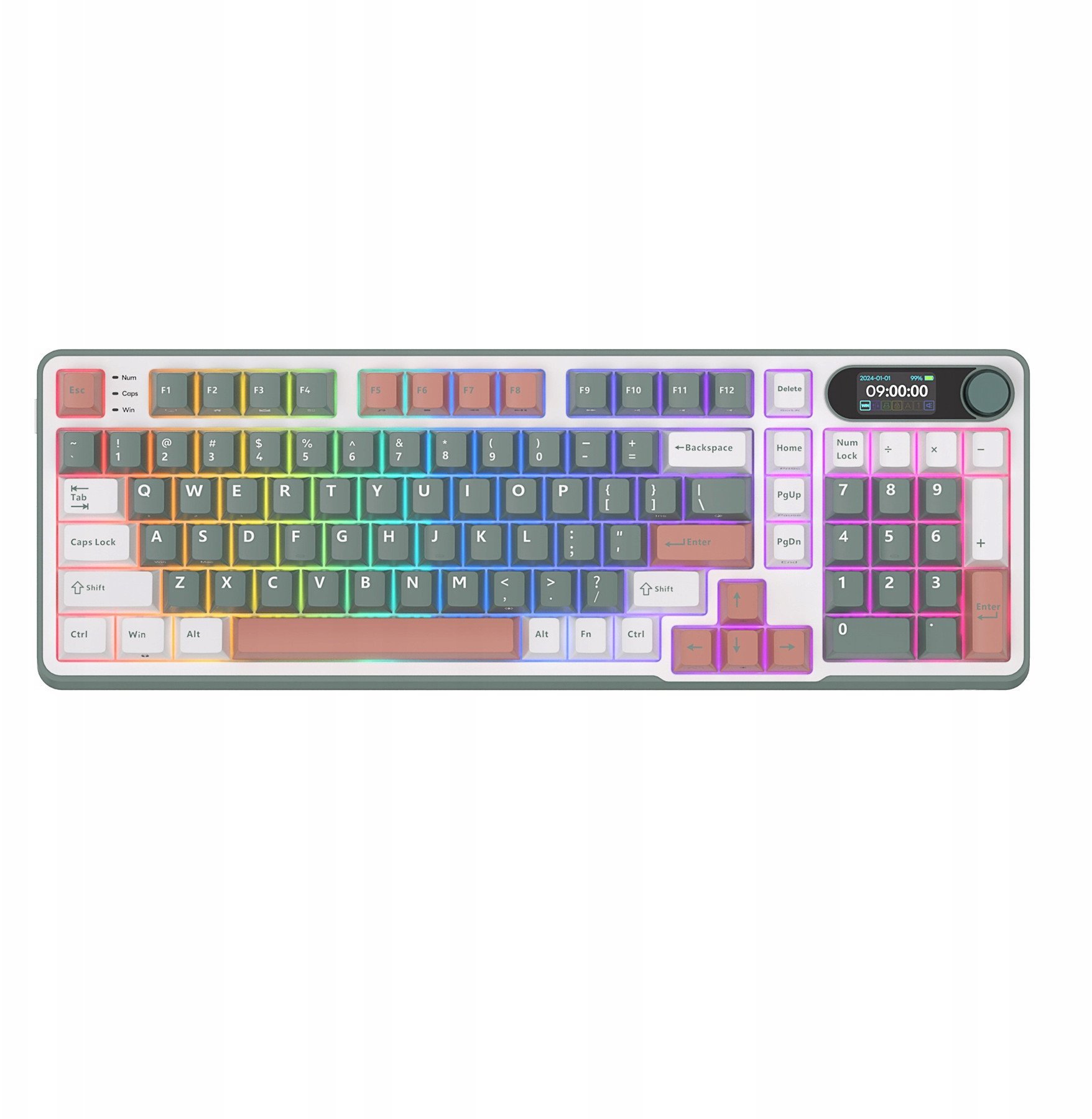 Tastierë mekanike RK ROYAL KLUDGE S98, 98 taste, ekran TFT, RGB, BT 5.0 2.4G USB C, e zezë