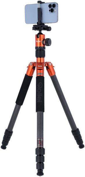 Tripod fotograﬁk Rollei C5i Carbon, karboni, 3 seksione, portokalli