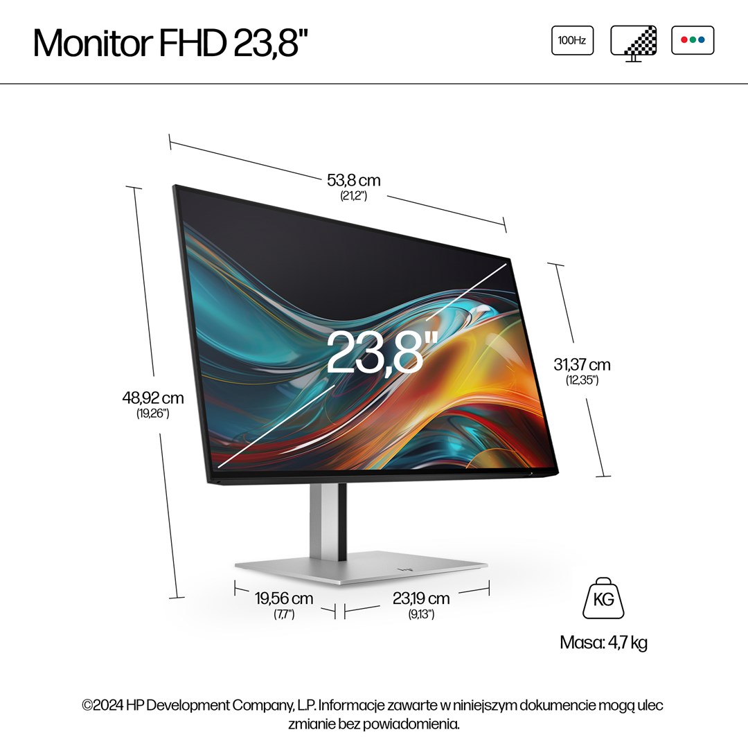 Монитор HP Series 7 Pro 724pf, 23.8\", FHD, IPS, црн