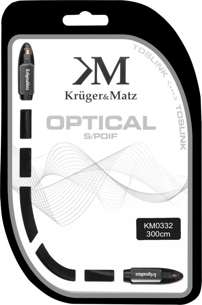 Kabllo Toslink Kruger & Matz, Toslink-Toslink, 3m, e zezë