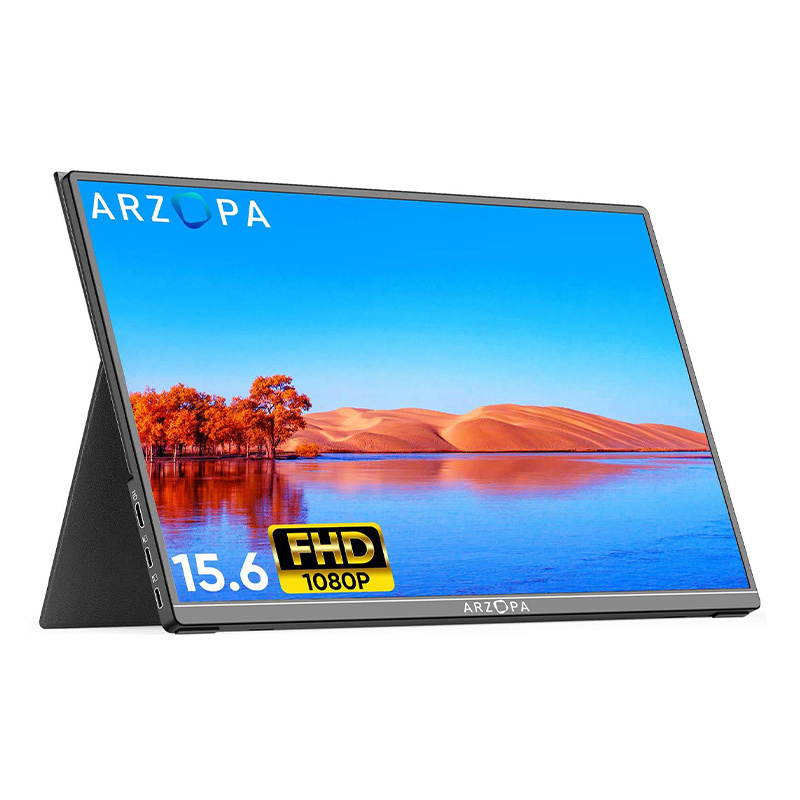 Monitor portativ Arzopa, 15.6", Full HD IPS, me prekje, gri