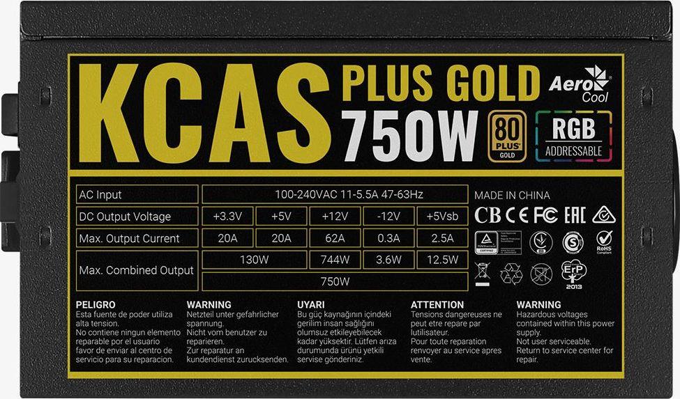 Burim energjie Aerocool KCAS Plus Gold AEROPGSKCAS+RGB750-G ATX, 750W
