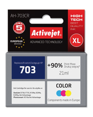 Ngjyrë për printer Activejet AH-703CR (zëvendësim për HP 703 CD888AE), 21 ml, e kaltër / vjollcë /  e verdhë