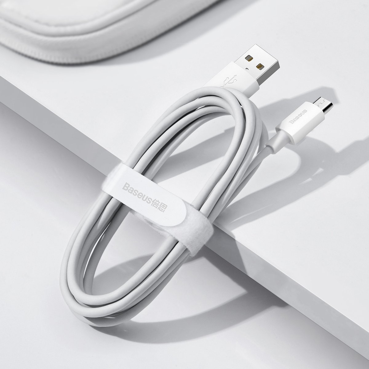 Kabllo USB Baseus Simple Wisdom BSU2080, USB A në microUSB, 1.5 m, e bardhë
