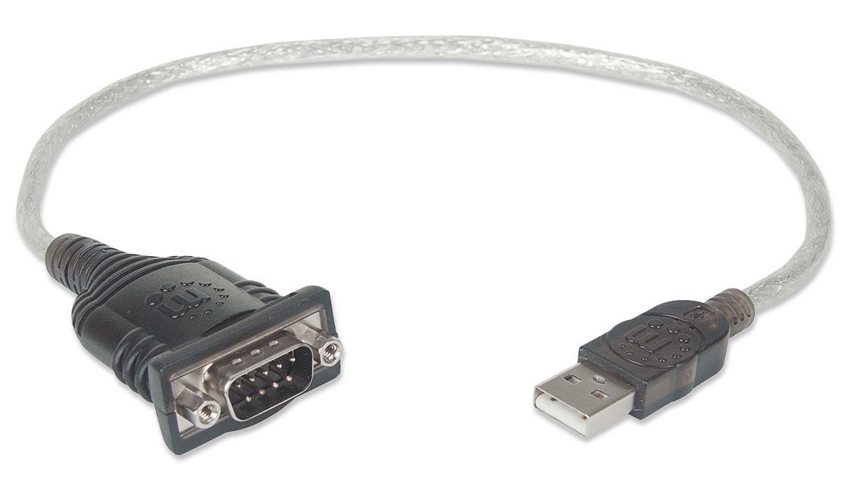 Kabllo konvertuese USB A në RS232 Manhattan, 0.45 m, transparente