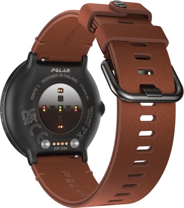 Спортски часовник Polar Ignite 3 Titanium, GPS, екран 1.28" AMOLED, кафена