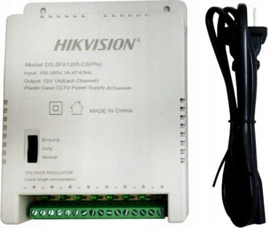 Напојување Hikvision DS-2FA1205-C8, 12V 1A, црно