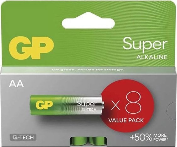 Bateri alkaline GP Super AA SUP15A258C8, 1.5V, set 8 copë