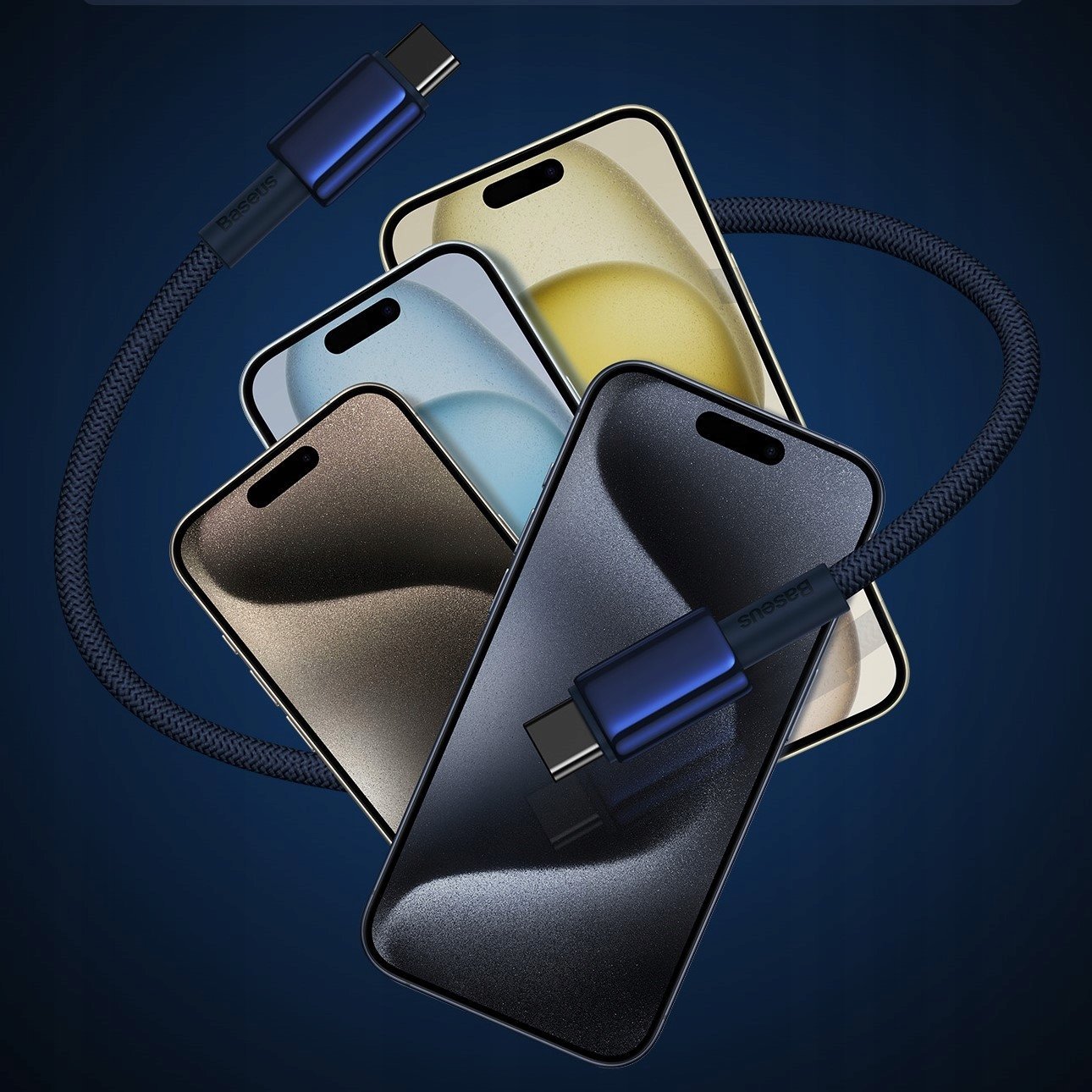 Kabllo karikimi Baseus Tungsten Gold Type C në Type C, 2m, 100W, blu