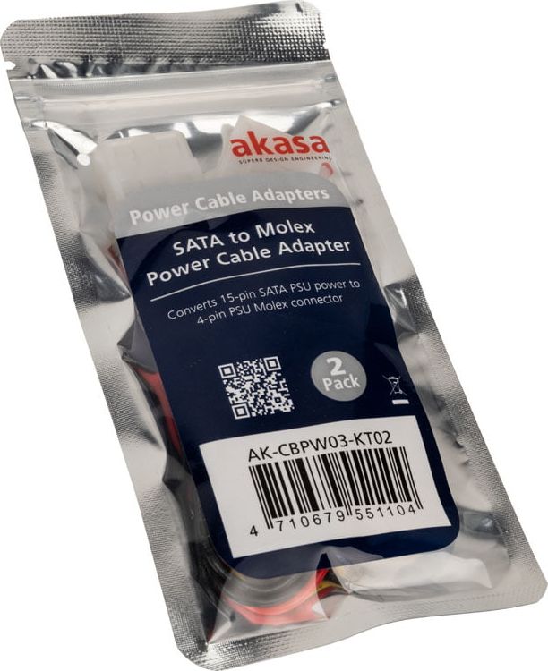 Kabllo adapter Molex në SATA Akasa AK-CBPW03-KT02, 0.15m, multingjyrëshe