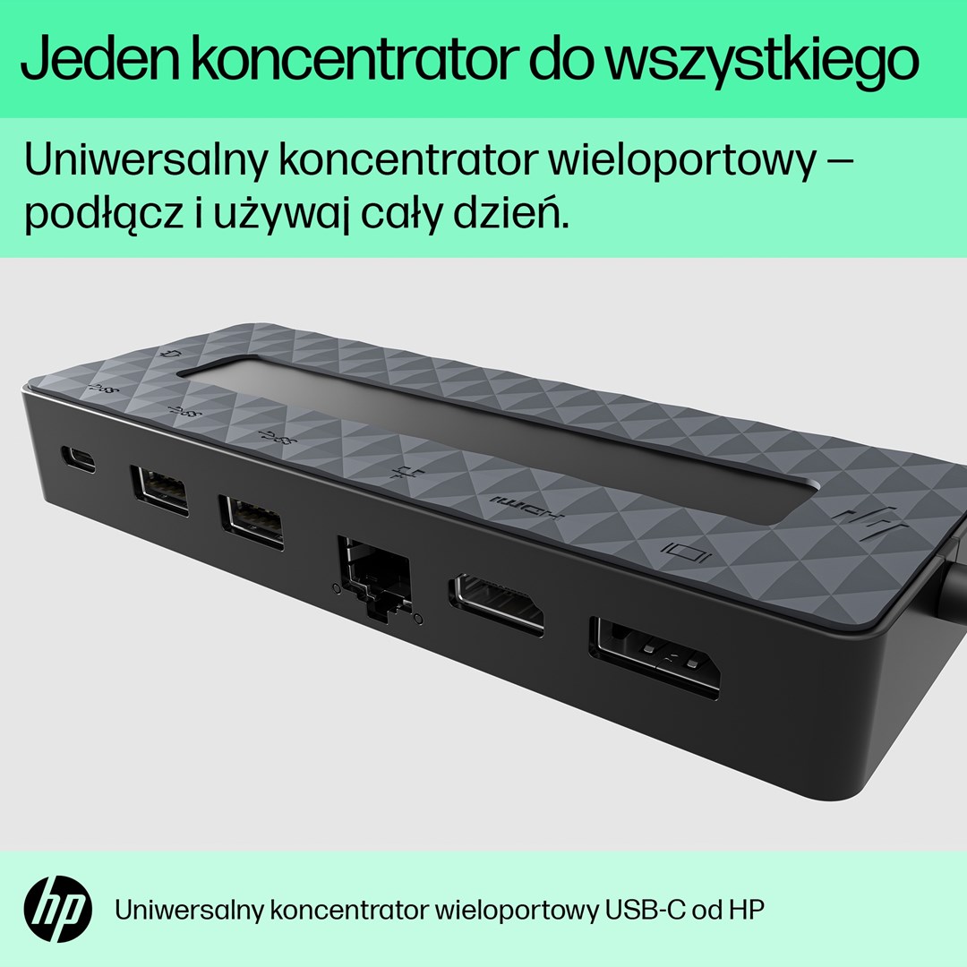 USB Hub USB-C HP Universal Multiport, 7 porte, 4K dyshe, i zi
