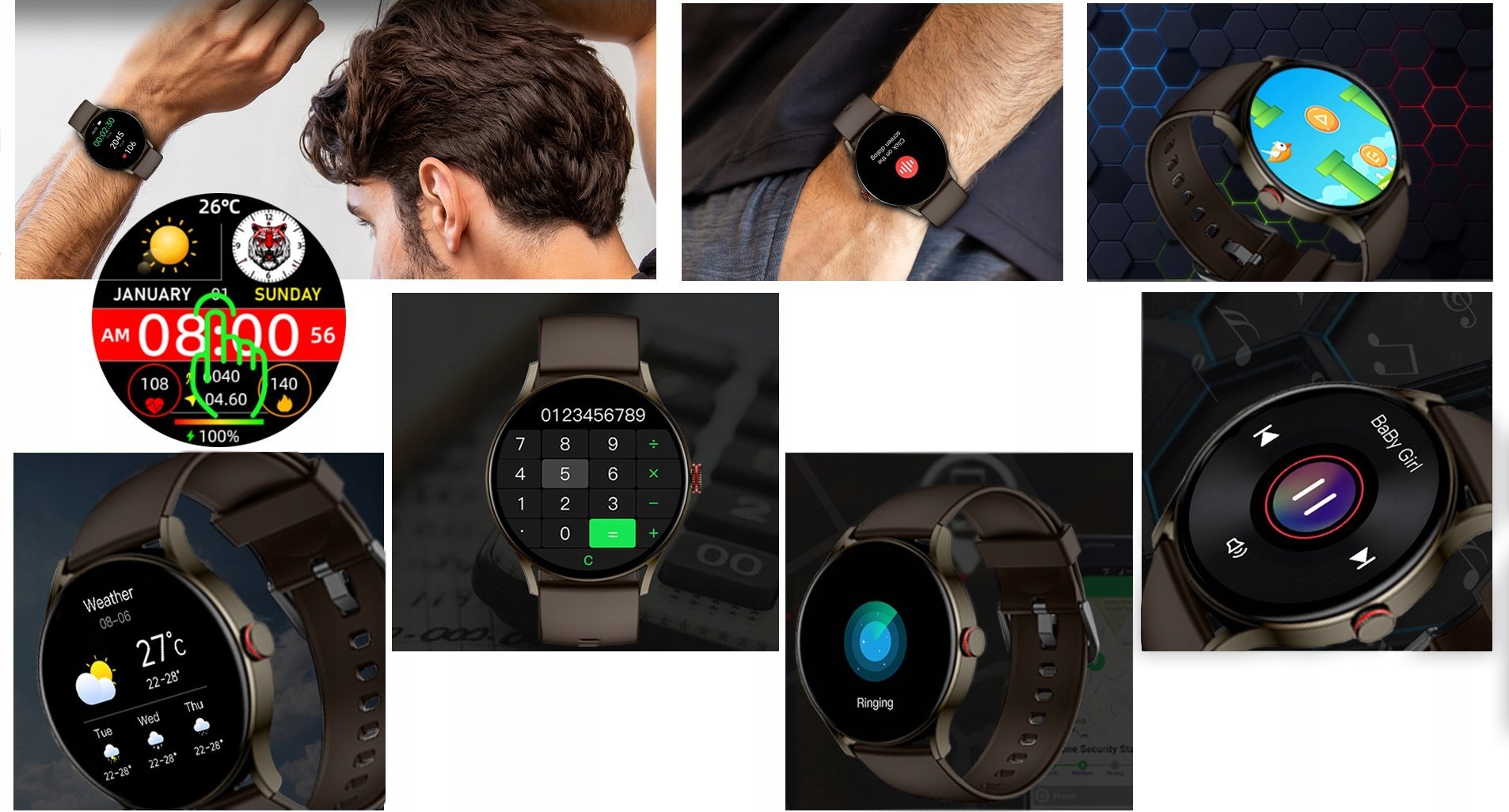 Smartwatch Imiki TG1, Bluetooth, monitorim aktiviteti, kafe