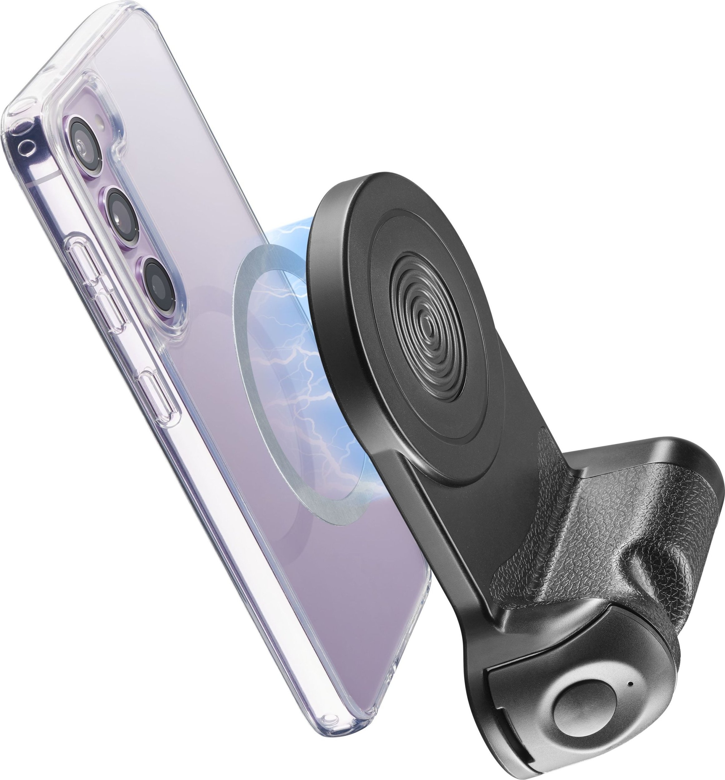 Mbajtëse selfie Bluetooth Cellularline Pics Mag, magnetike MagSafe, me telekomandë, e zezë
