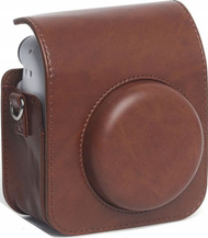 Etui për aparat LoveInstant për Fujifilm Instax Mini 12, lëkurë ekologjike, me rrip, kafe