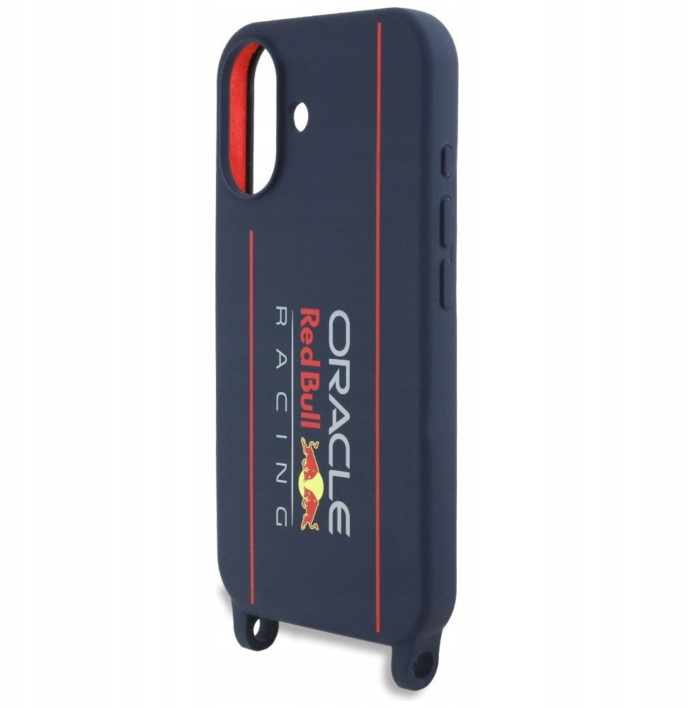 Këllëf silikoni Red Bull Vertical Logo Crossbody për iPhone 16, MagSafe, blu e errët