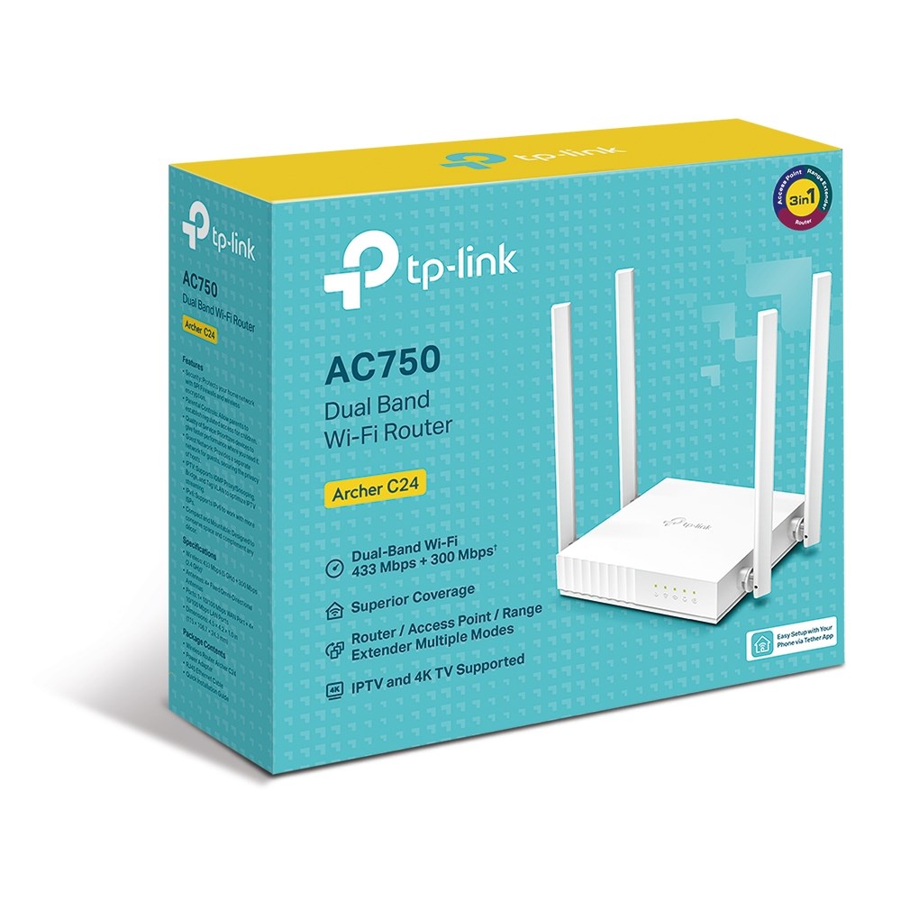 Ruter Wi Fi TP Link Archer C24, AC750, Dual Band, i bardhë