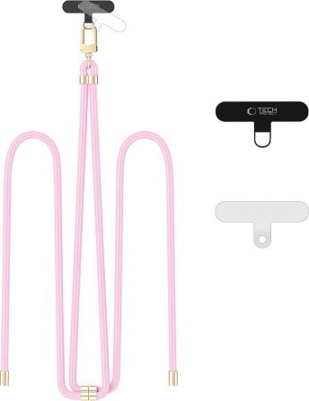 Varëse telefoni Tech-Protect C7S Rope Crossbody, e rozë baby pink, me detaje gold