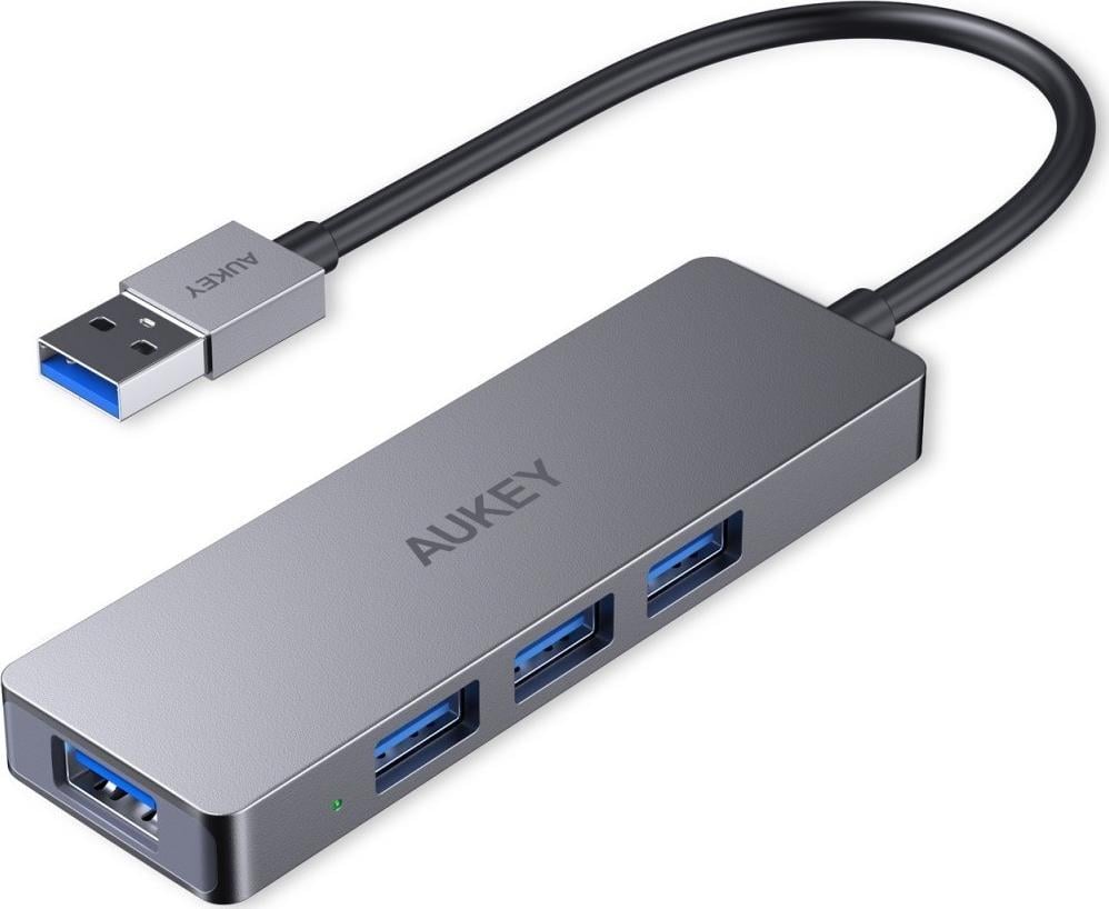 Hub USB Aukey CB-H3, 4 porte, 5 Gbps, argjendtë