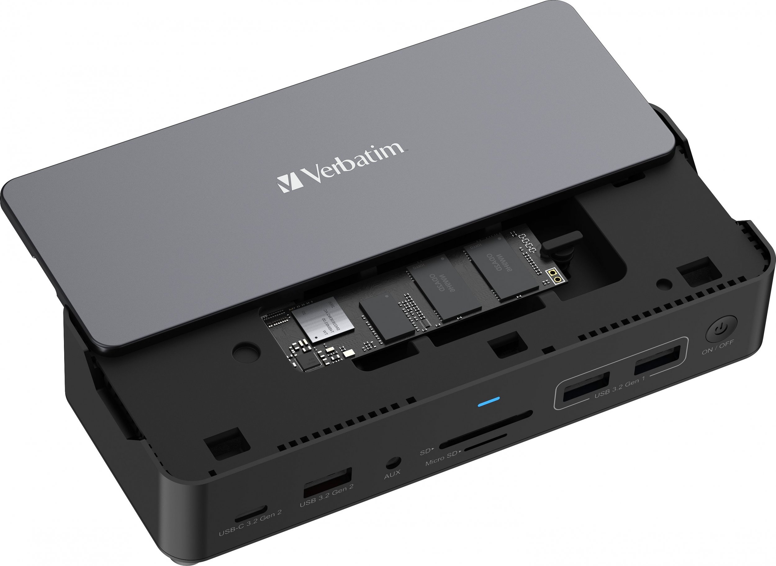 Doking stacion Verbatim CDS-15S, USB 3.2 Type C, 2x HDMI dhe DisplayPort, i zi gri