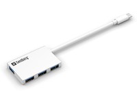 Hub USB Sandberg USB C në 4x USB 3.0, kompakt, portativ, gri