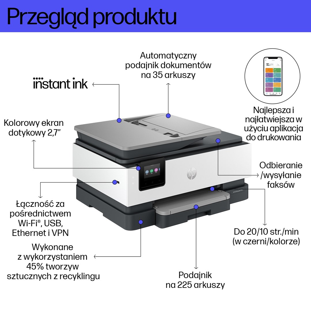 Printer All-in-One HP OfficeJet Pro 8132e, A4, Wi-Fi, i bardhë