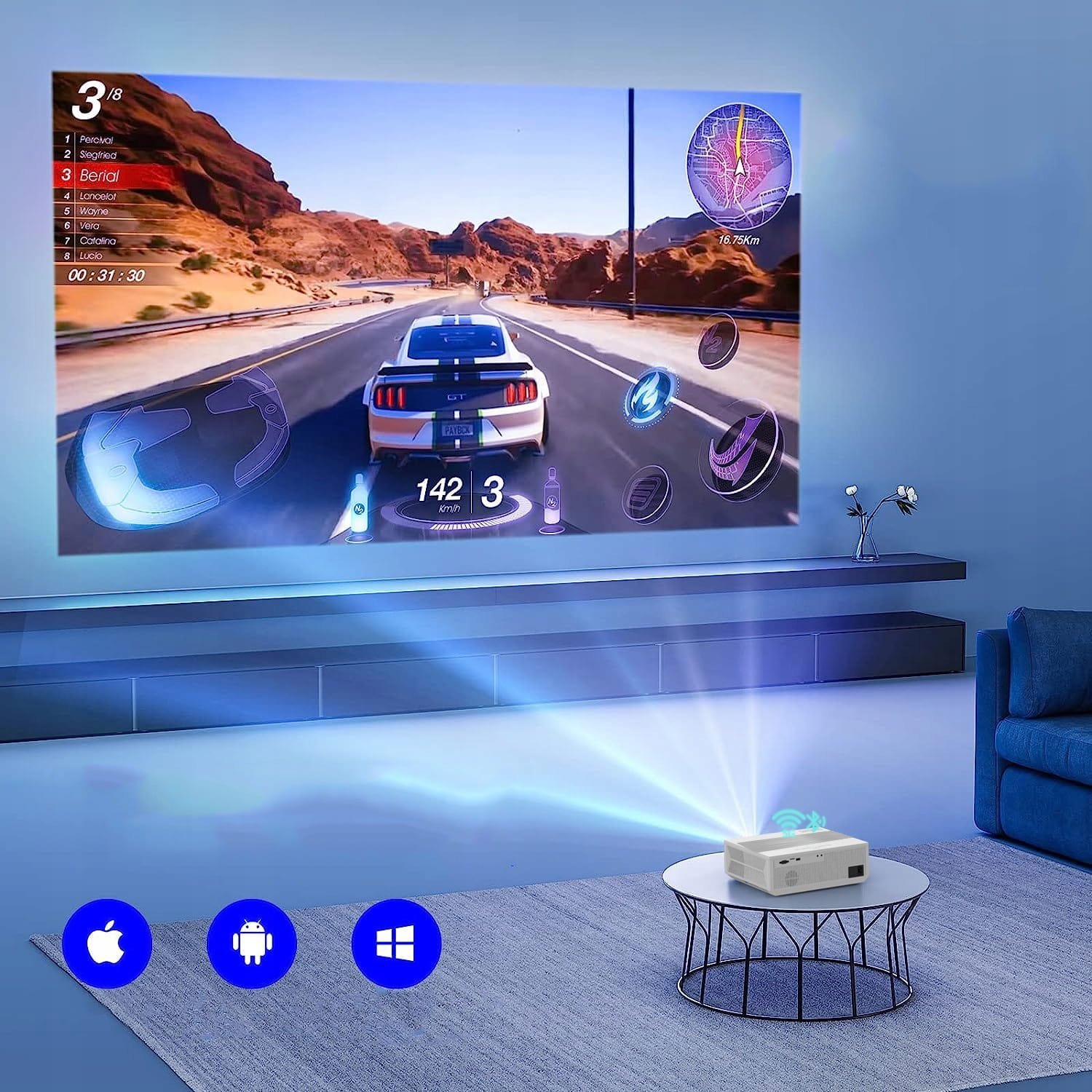 Projektor Zenwire E600H, Full HD, Android 9.0 SMART TV, i bardhë