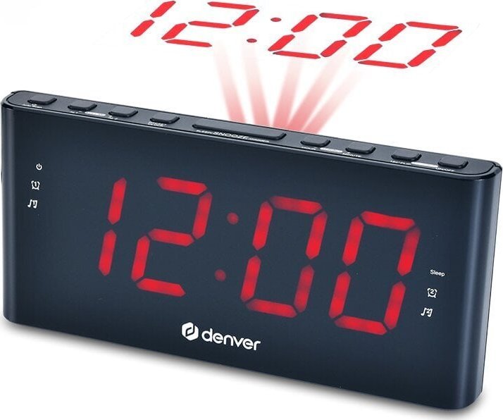 Radio alarm Denver CPR-710, projeksion 180°, radio FM, e zezë