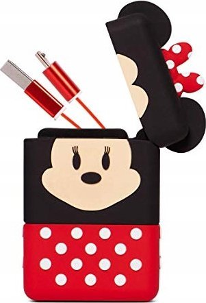 Kabllo USB Thumbs Up PowerSquad Minnie Mouse, 0.6m, USB A në USB C Micro USB Lightning, e zezë