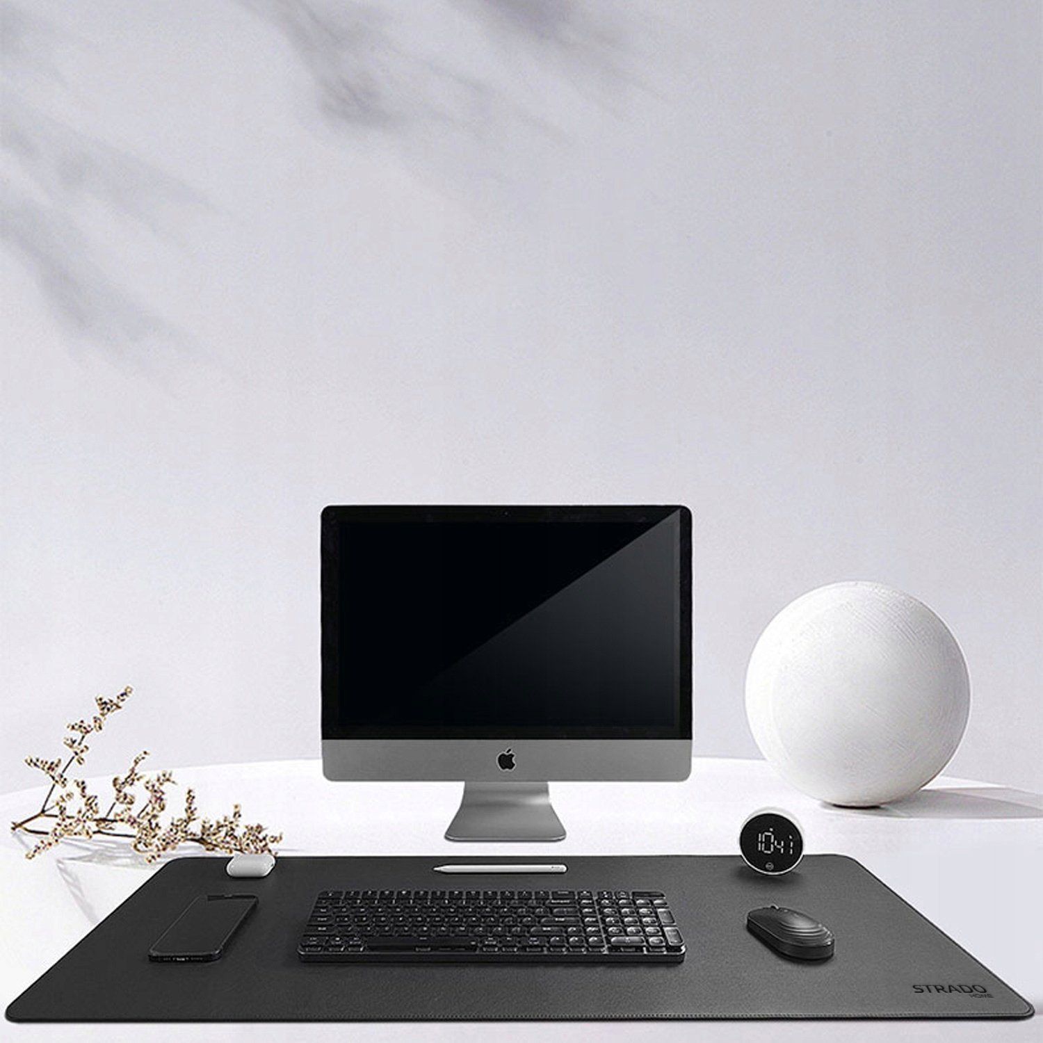 Mousepad tavoline Strado, 90x45 cm, lëkurë, i zi