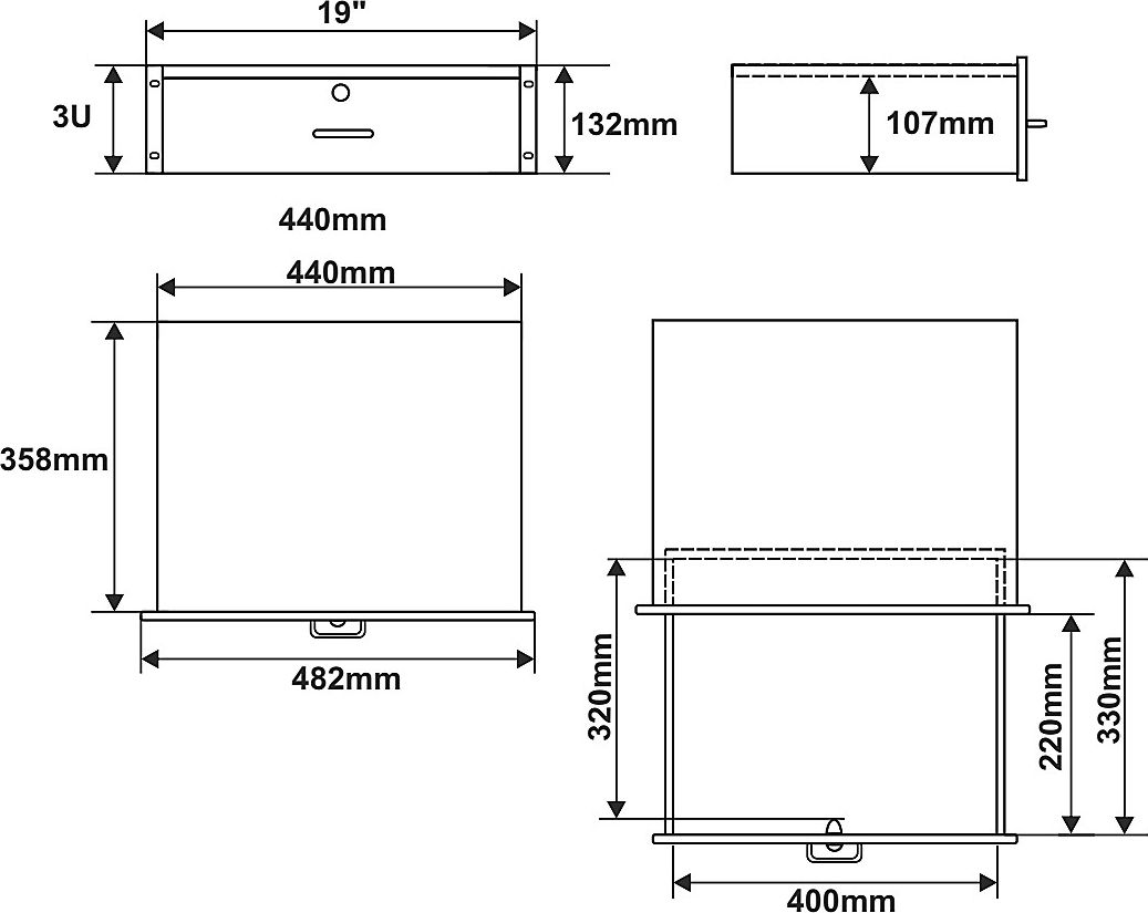 Sirtar RACK Pulsar RAS-R3, 19", 3U, metalik i zi