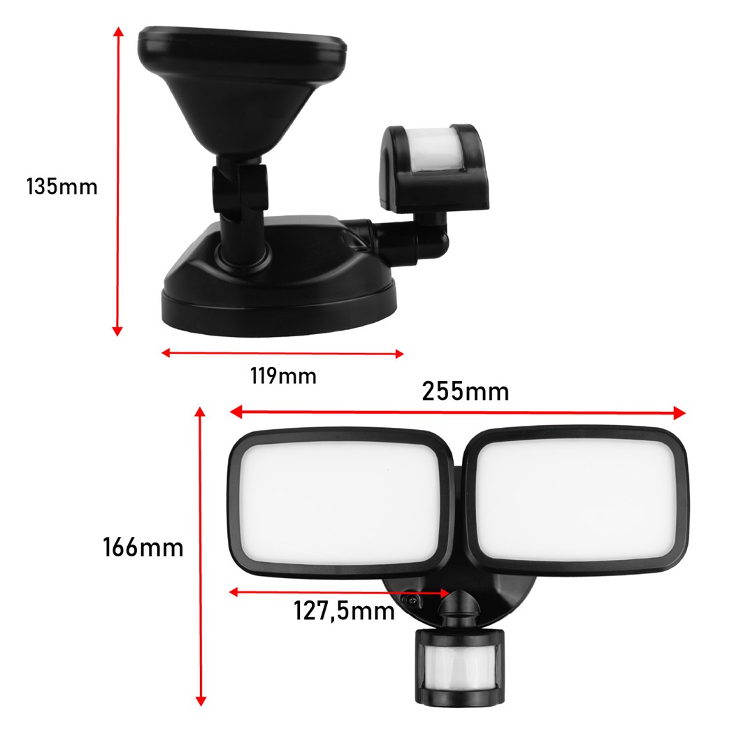 Llambë murale LED Maclean MCE524 B, 20W, 1500lm IP65 4000K, e zezë
