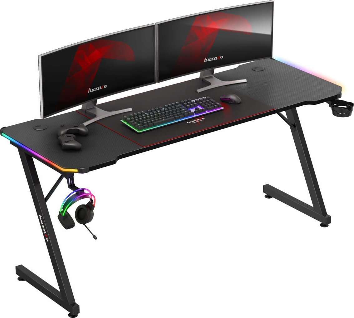 Tavolinë gaming Huzaro Hero 4.8, 160cm, RGB LED, e zezë