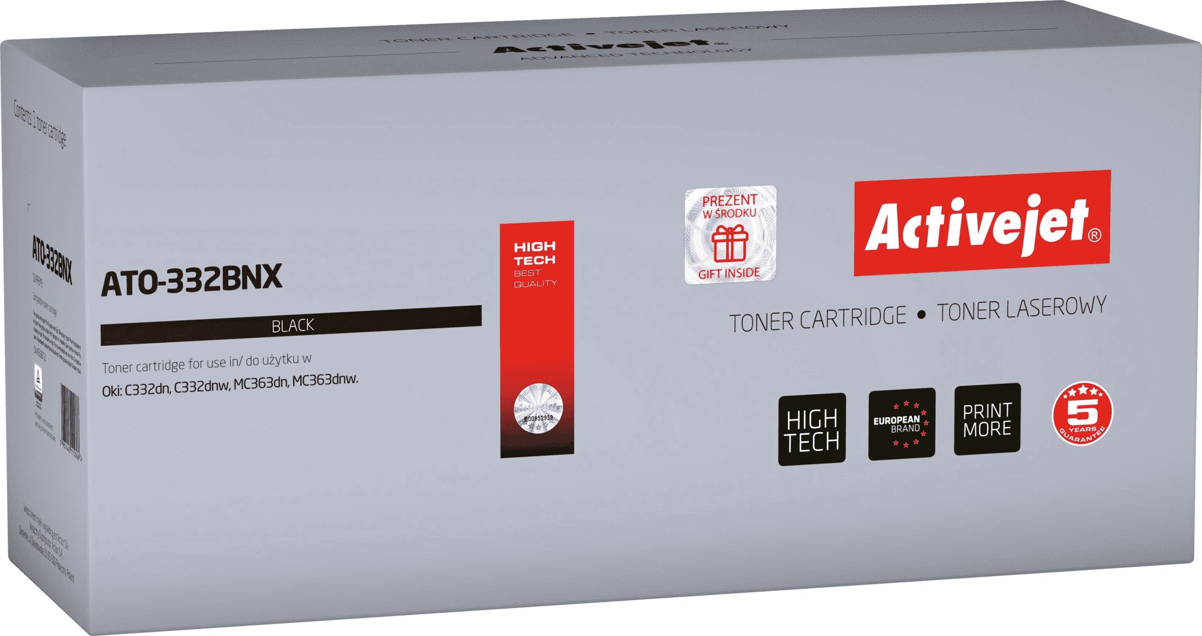 Toneri Activejet ATO-332BNX, zëvendësues për OKI 46508712, 3500 faqe, i zi