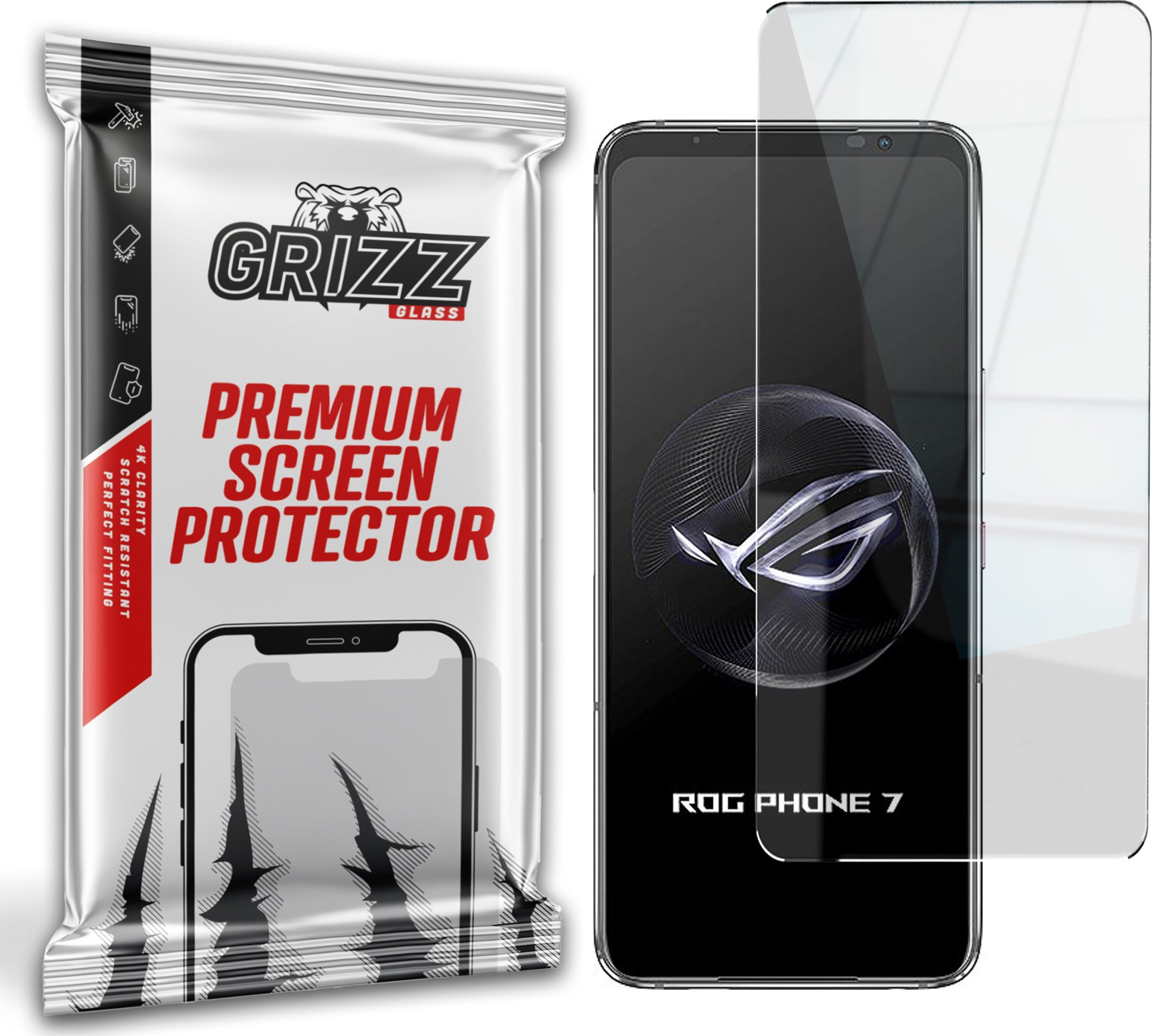 Xham hibrid mbrojtës GrizzGlass HybridGlass për Asus ROG Phone 7 Ultimate, oleofobik, transparencë e lartë
