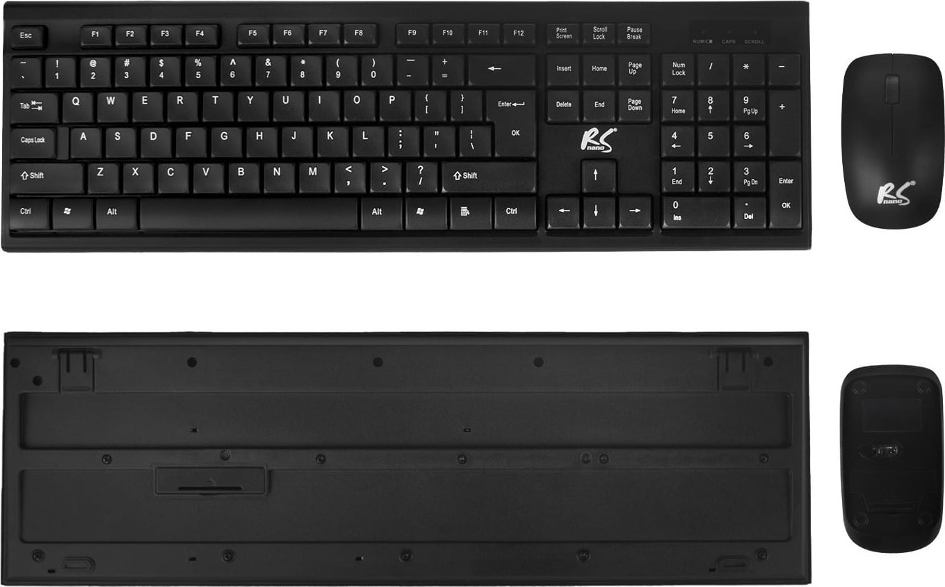 Set tastierë dhe maus NanoRS RS580, wireless 2.4GHz, 1200 DPI, i zi