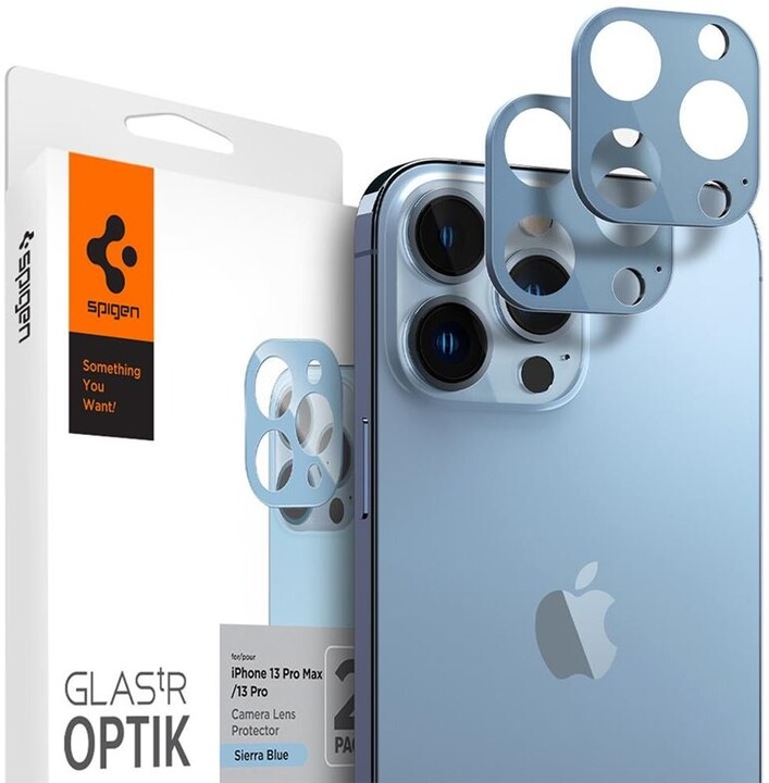 Xham mbrojtës Spigen tR Optik për iPhone 13 Pro/Max, 2 copa, kaltër
